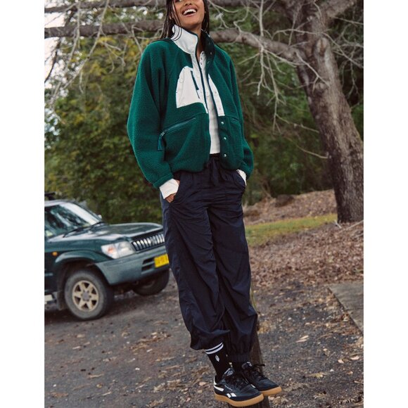 🆕 FP MOVEMENT Hit The Slopes Colorblock Fleece Jacket / Evergreen Combo - Picture 3 of 9